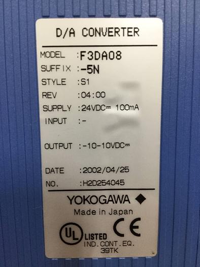 Used YOKOGAWA D/A Converter Module F3DA08-5N #98765