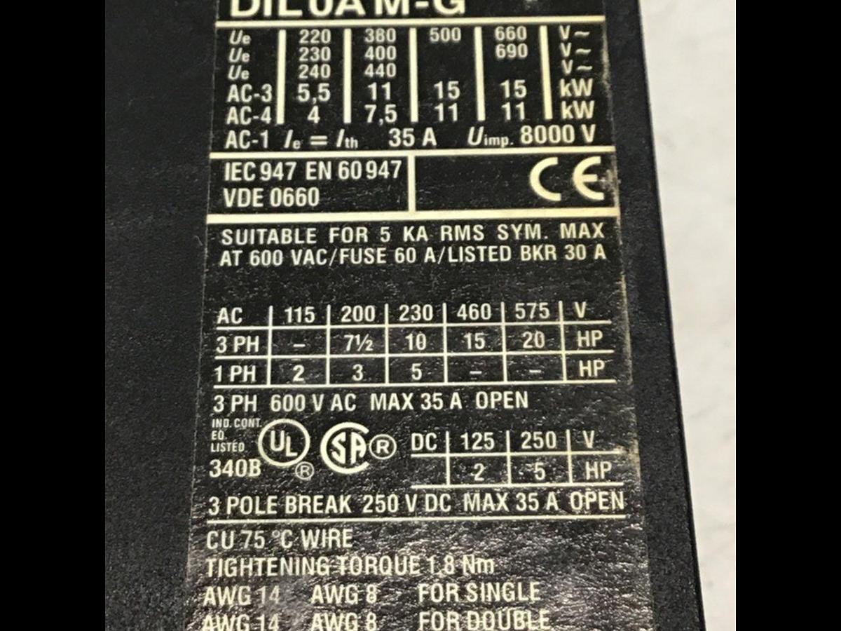 Used MOELLER Contactor DIL0AM-G USED