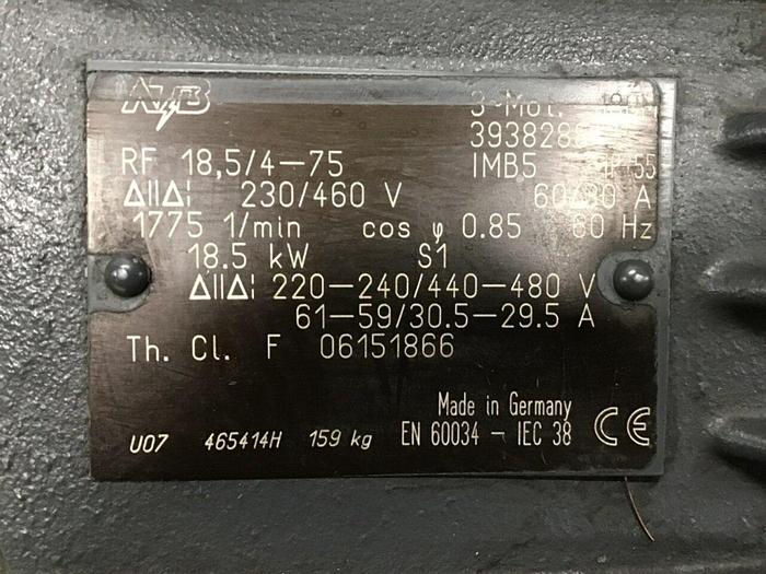 Used ATB FLENDOR 25 HP Motor RF18.5/4-75 Used