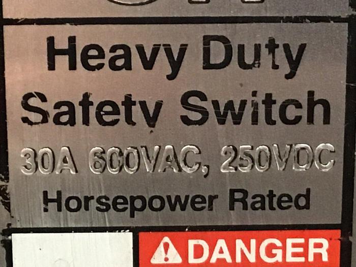 Used SIEMENS 30 Amp Disconnect Switch HF361 #120461