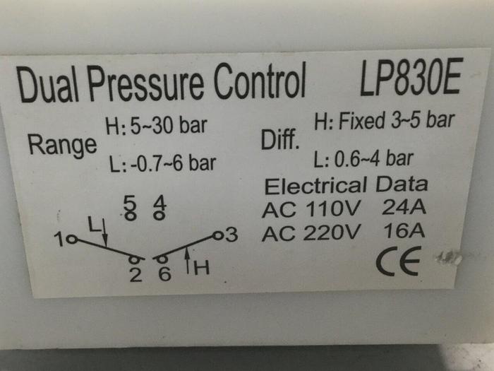 Used JL REFRIGERATION Dual Pressure Control LP830E #107018