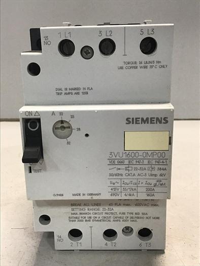 Used SIEMENS Motor Starter 3VU1600-0MP00 #129555