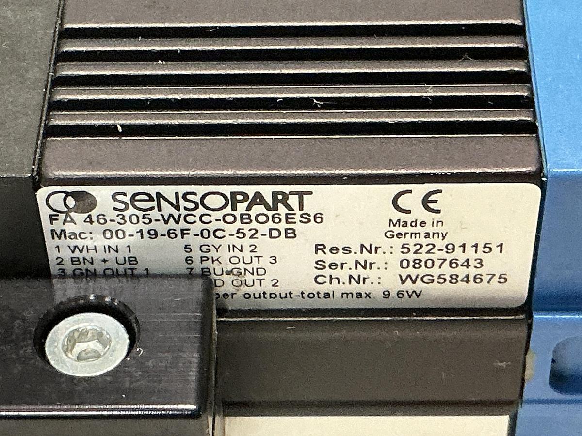 Used SENSOPART FA 46-305-WCC-OBO6ES6
