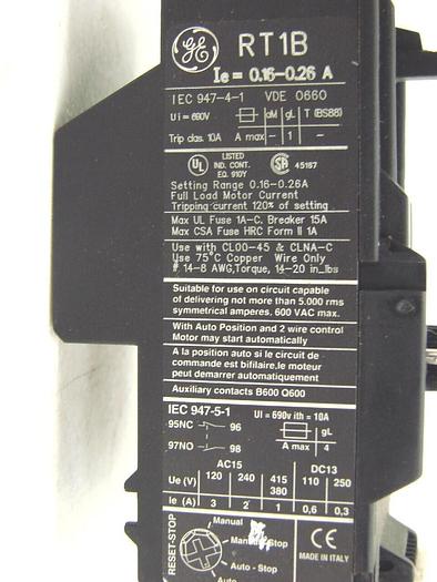 Used GENERAL ELECTRIC / GE Overload Relay RT1B Used
