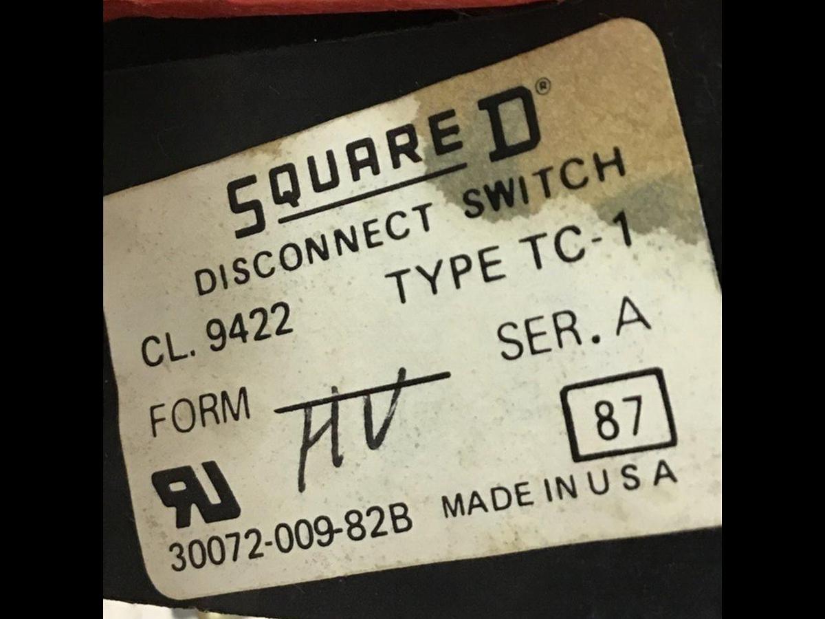 Used SQUARE D Disconnect Switch HU-30-SV Used #143922