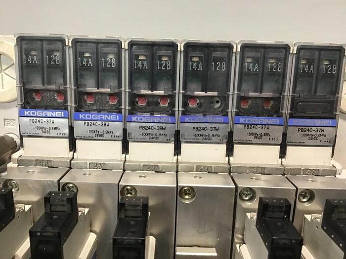 Used KOGANEI Manifold w/ Valves PBM6P-9W #120981