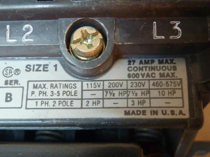 Used ALLEN BRADLEY Starter Size 1 509-BOD SER B W28 #32016