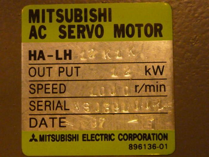 Used MITSUBISHI AC Servo Motor HA-LH  12K1K Used