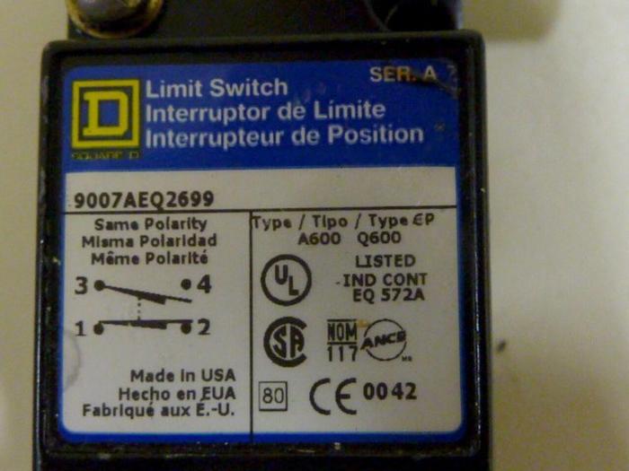 Used SQUARE D Limit Switch 9007AEQ2699 #65237