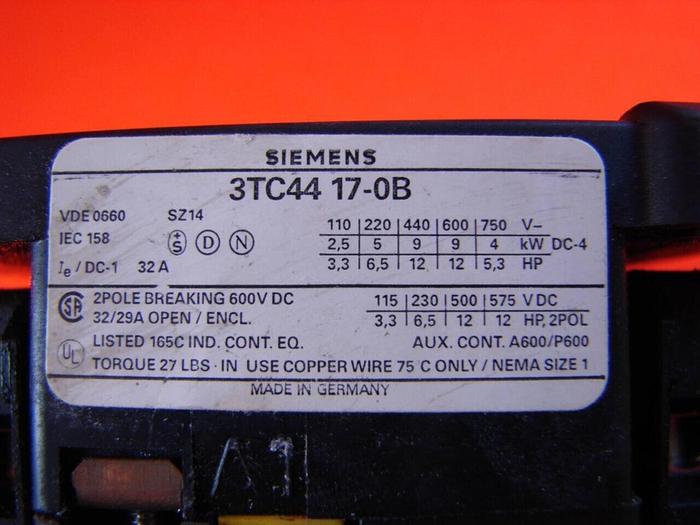 Used SIEMENS Contactor 3TC4417-0B #10366