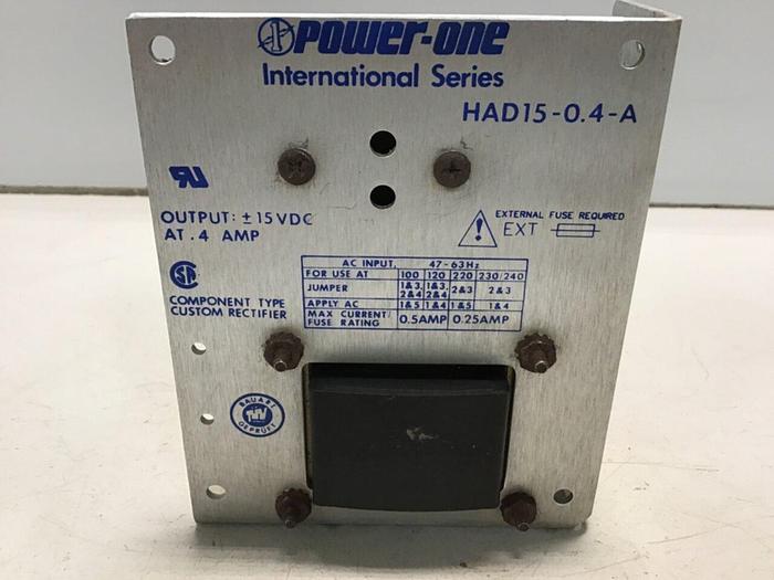 Used POWER ONE Power Supply HAD15-0.4-A #118371