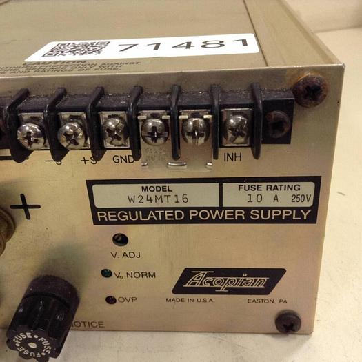 Used ACOPIAN Power Supply W24MT16 #71481