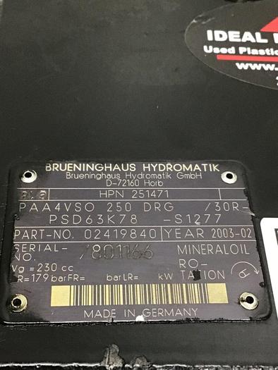 Used BRUENINGHAUS HYDROMATIK Pump PAA4VSO 250 DRG / 30R-PSD63K78-S1277 Used
