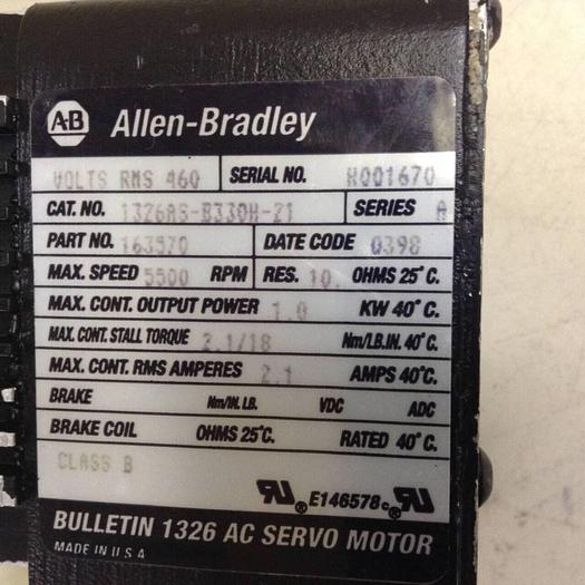 Used ALLEN BRADLEY AC Servo Motor 1326AS-B330H-21 SER A Used