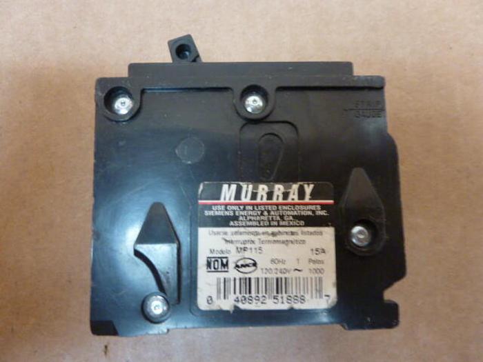 Used MURRAY 15 Amp Circuit Breaker MP115 #27756