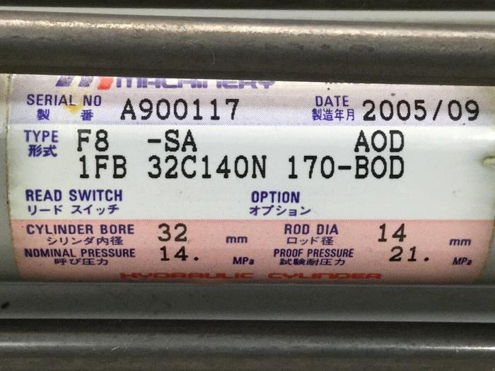 Used HORIUCHI MACHINERY Injection Sled Cylinder F8-SA 1FB32C140N170-BOD #107621