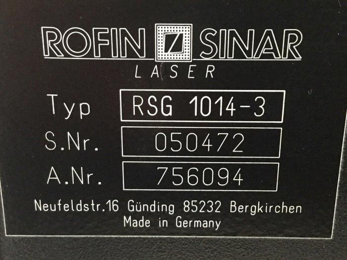 Used ROFIN SINAR Laser Scanner RSG 1014-3 Used