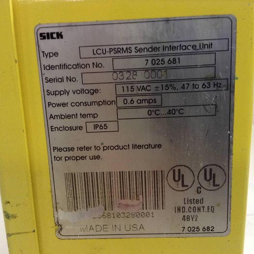 Used SICK OPTIC ELECTRONIC Sender Interface Unit LCU-PSRMS #87763