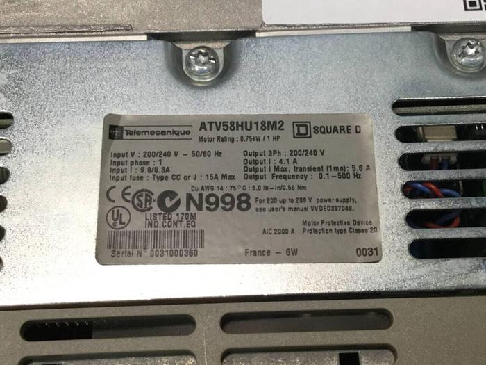 Used TELEMECANIQUE Variable Speed Drive ATV58HU18M2 #96532