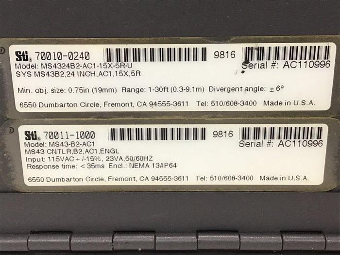 Used STI Light Curtain Control MS4324B2-AC1-15X-5R-U #135436