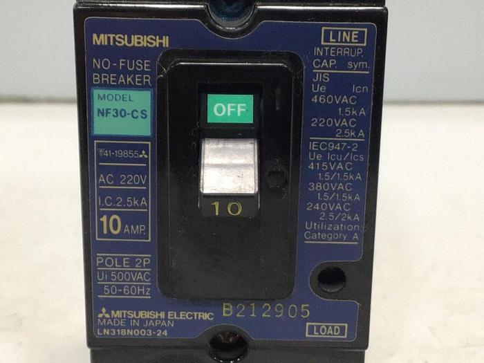 Used MITSUBISHI Circuit Breaker 10 Amp NF30-CS-2P-10 #119805