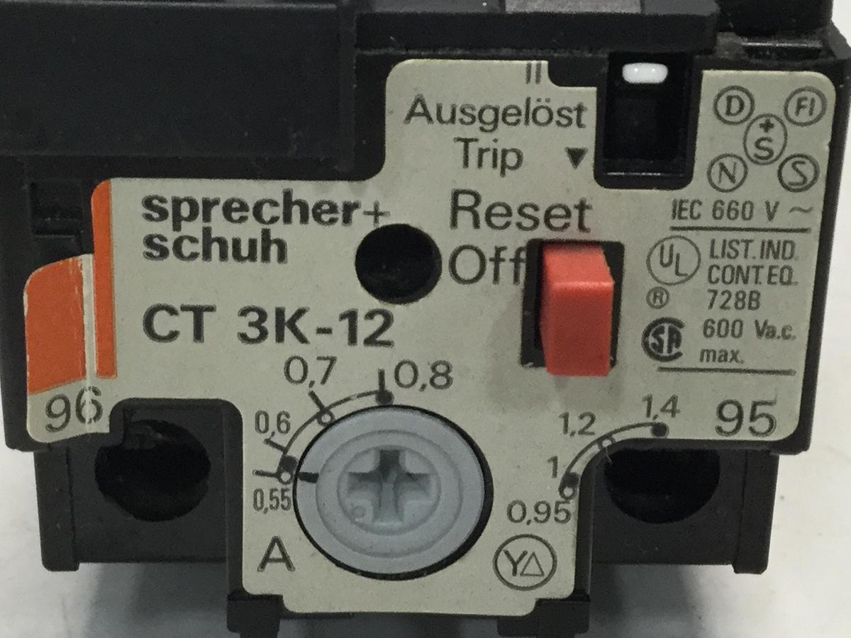 Used SPRECHER & SCHUH Overload Relay CT 3K-12 USED