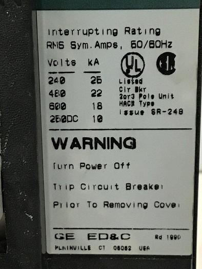 Used GENERAL ELECTRIC 150 Amp Circuit Breaker TFJ236150WL Used