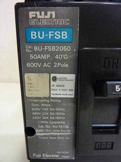 Used FUJI ELECTRIC 50 Amp Circuit Breaker BU-FSB2050 #67425