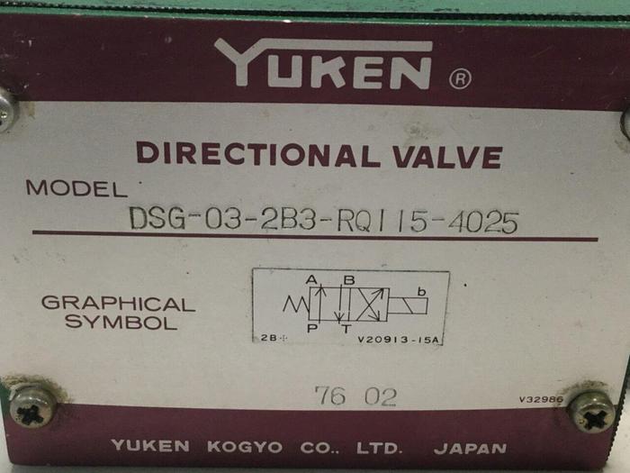 Used YUKEN Directional Valve DSG-03-2B3-RQ115-4025 #102466