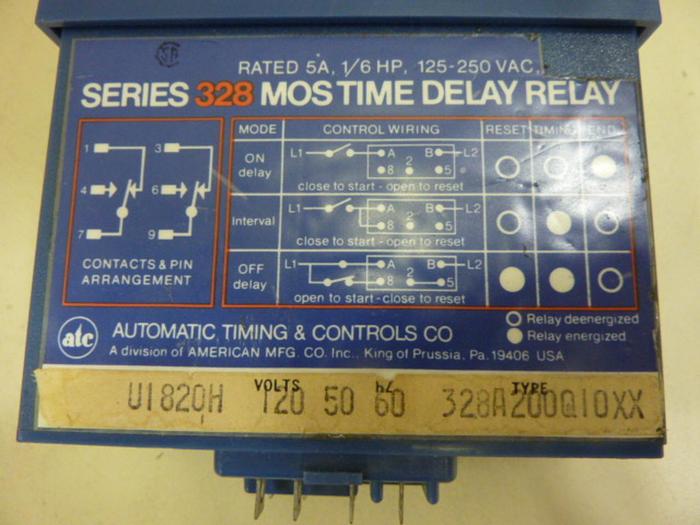 Used ATC Time Delay Relay 328A-200-Q-10-XX #51485