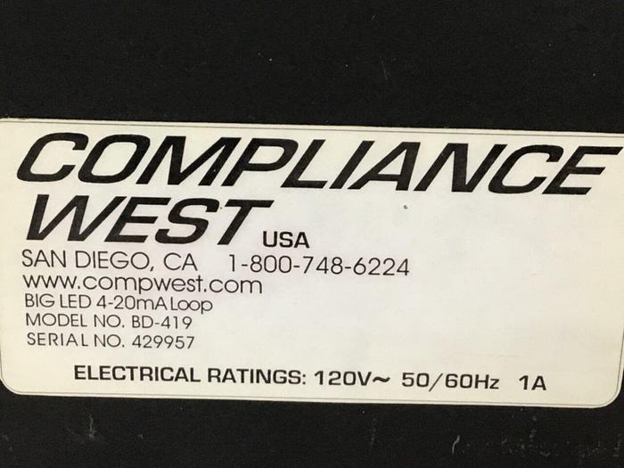 Used COMPLIANCE WEST Digital Loop LED Display BD-419 #114171