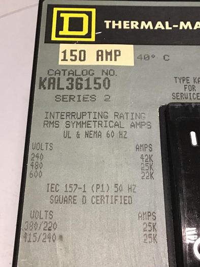 Used SQUARE D 150 Amp Circuit Breaker KAL36150 #145361