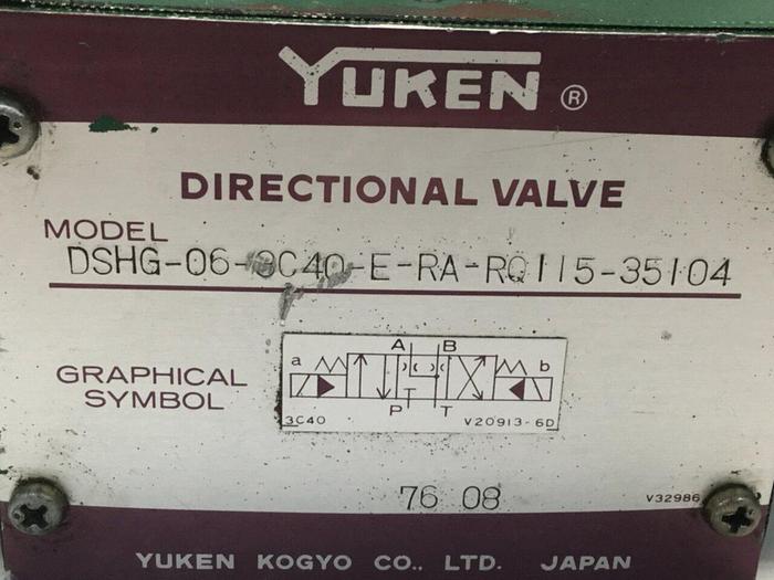 Used YUKEN Directional Valve DSHG-06-3C40-E-RA-RQ115-35104 #102970