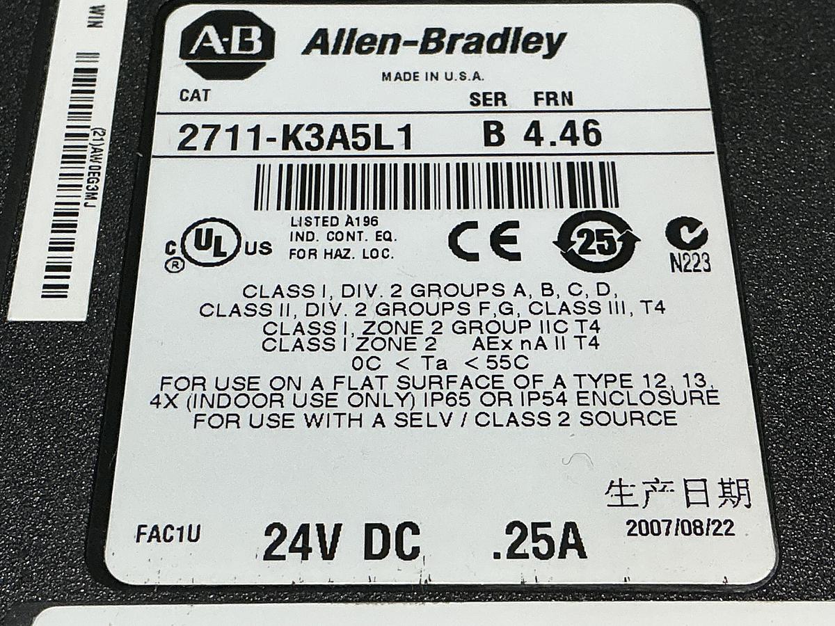 Used ALLEN BRADLEY 2711-K3A5L1