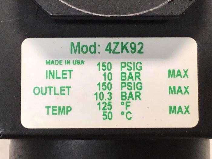 Used SPEEDAIRE Pneumatic Filter Regulator 4ZK92 #130718