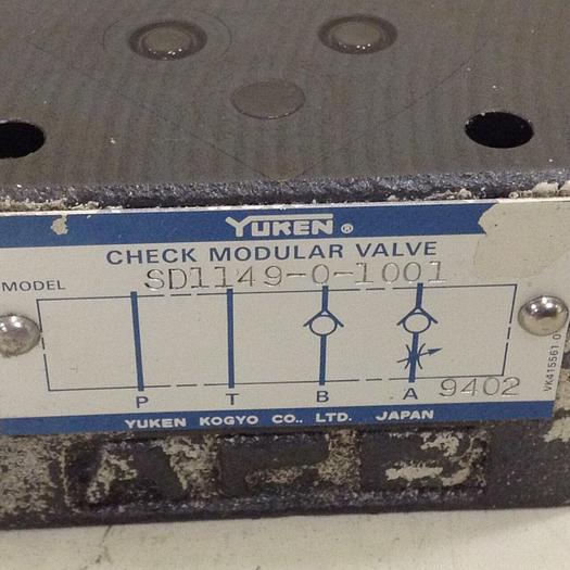 Used YUKEN Check Modular Valve SD1149-0-1001 #80195