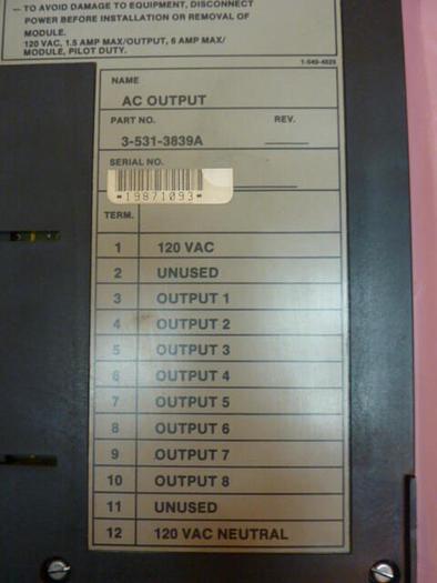 Used CINCINNATI MILACRON AC Output Module 3-531-3839A #35097