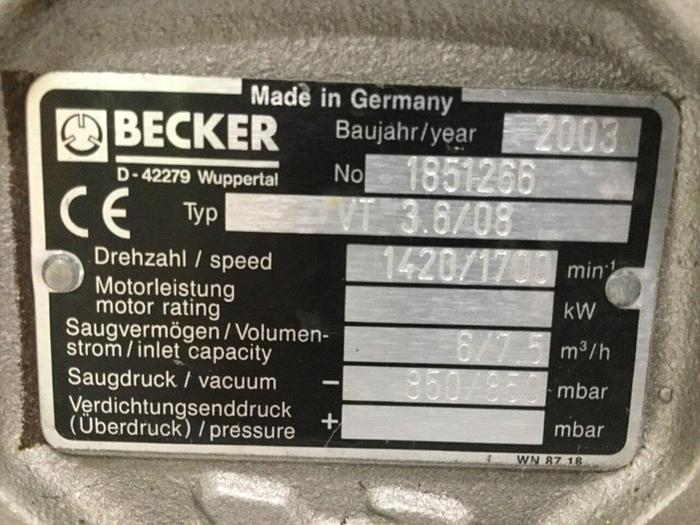 Used BECKER Vacuum Pump D71A4P #109753