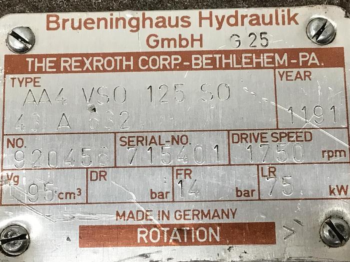 Used Rexroth Pump AA4 VSO 125 SO Used #144778