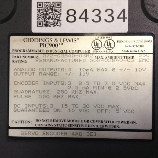 Used GIDDINGS & LEWIS Servo Encoder 572-03840-03R2 Used