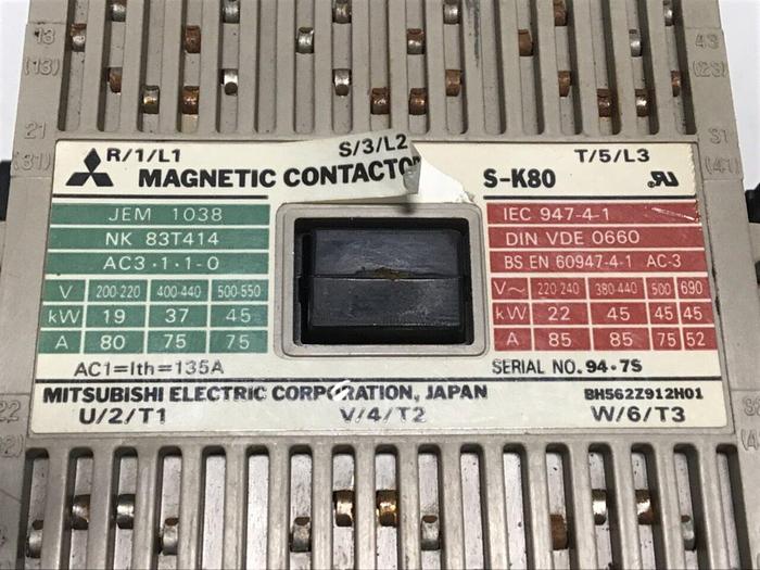 Used MITSUBISHI Magnetic Contactor S-K80 #114377
