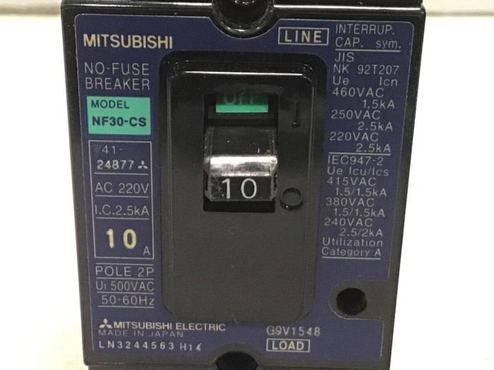Used MITSUBISHI 10 Amp Circuit Breaker NF30-CS-10 #124875