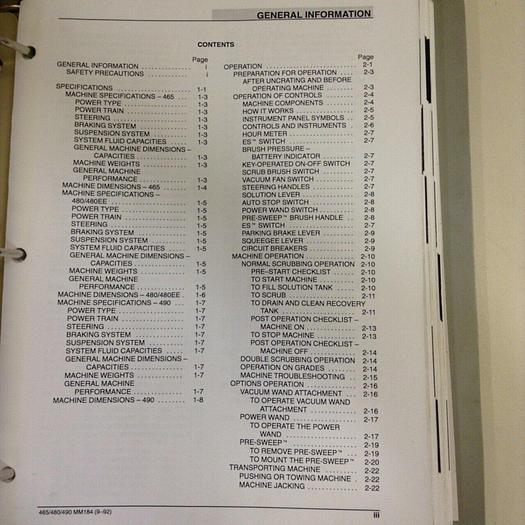 Used TENNANT Manual MM184 #70699