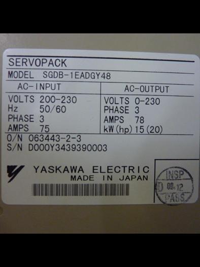Used YASKAWA Servopack SGDB-1EADGY48 Used 