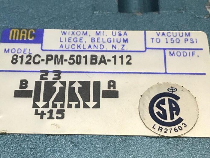 Used MAC Valve 812C-PM-501BA-112 #132446