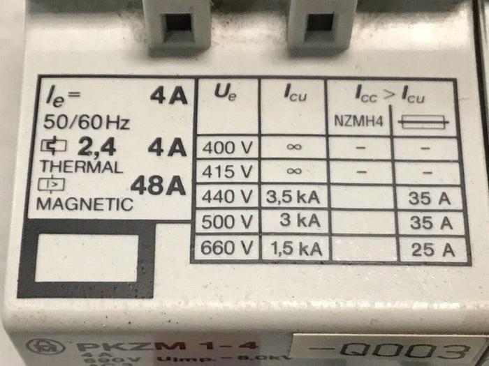 Used MOELLER Switch PKZM1-4-Q003 #120079
