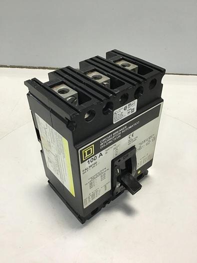 Used SQUARE D 100 Amp Circuit Breaker FAL36100 #145124