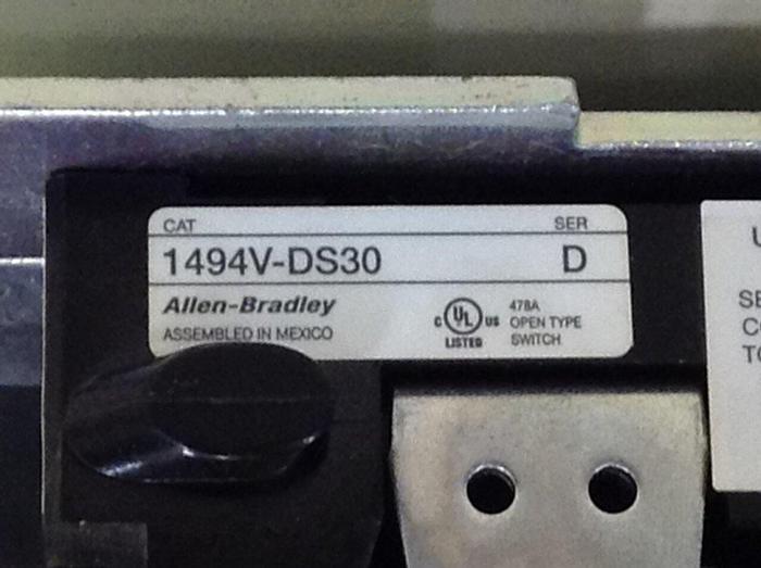 Used ALLEN BRADLEY Line Terminal Guard Disconnect 1494V-DS30 SER D #86698