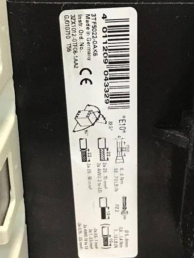Used SIEMENS Contactor 3TF5022-0AK6 #144666