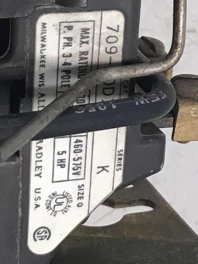 Used ALLEN BRADLEY Motor Starter Size 0 709-A0D103 SER K #124362